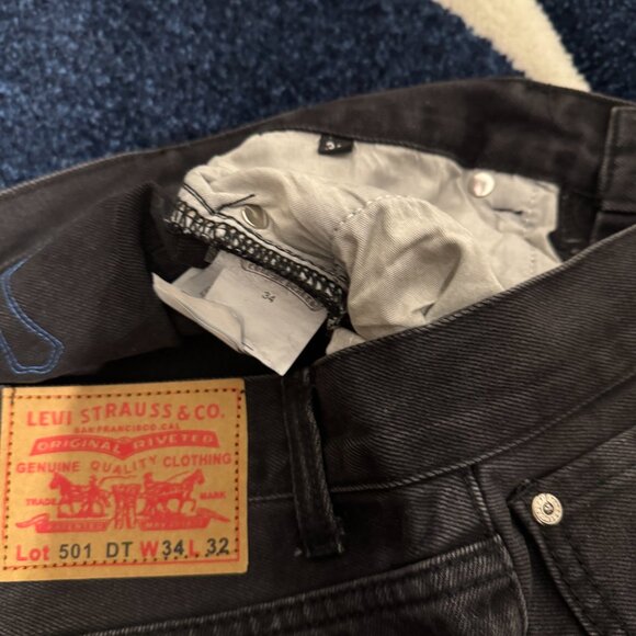 Chrome Hearts Black Levis Jeans With Blue and White Patches Size 34 - Picture 3 of 4